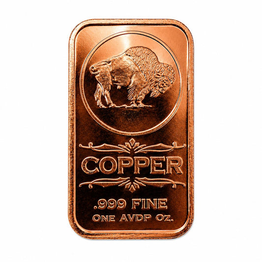 1oz Copper Bar - Buffalo Design