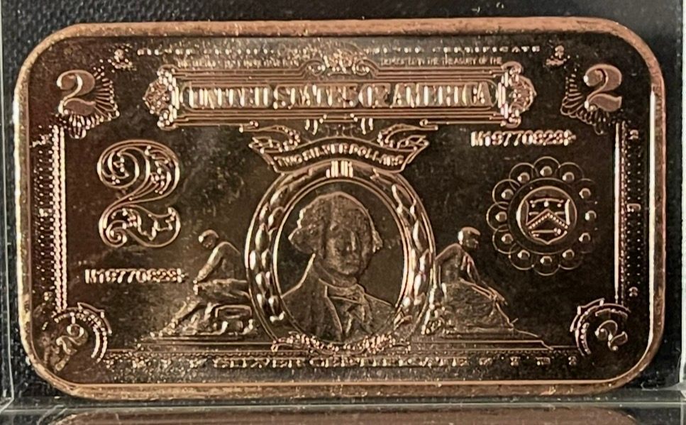 1oz Copper Bar – $2 Bill Design