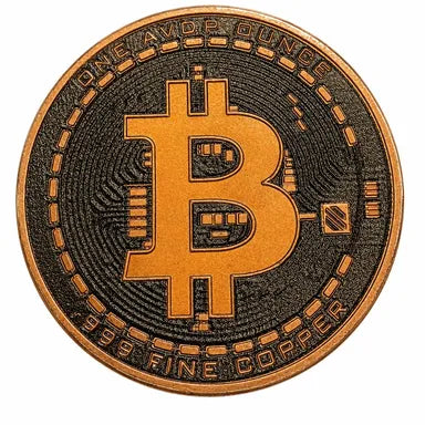 1oz Colorized Copper Round - Bitcoin