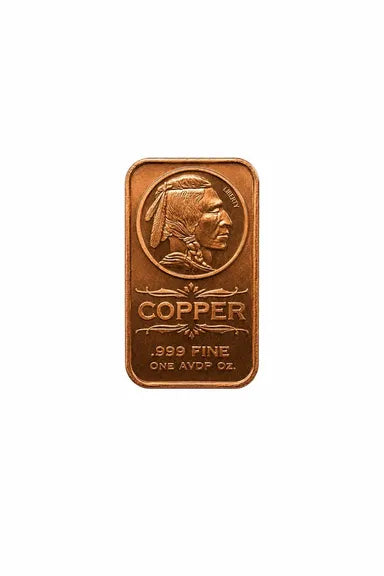 1oz Copper Bar - Indian Head Design