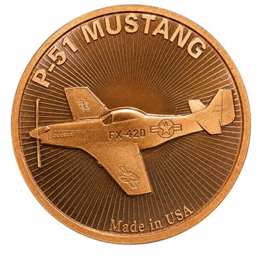 1oz Copper Round - P-51 Mustang