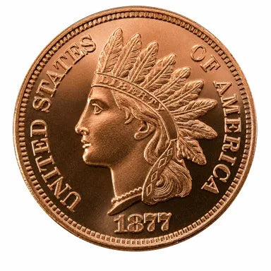 1oz Copper Round - 1877 Indian Head Cent Design