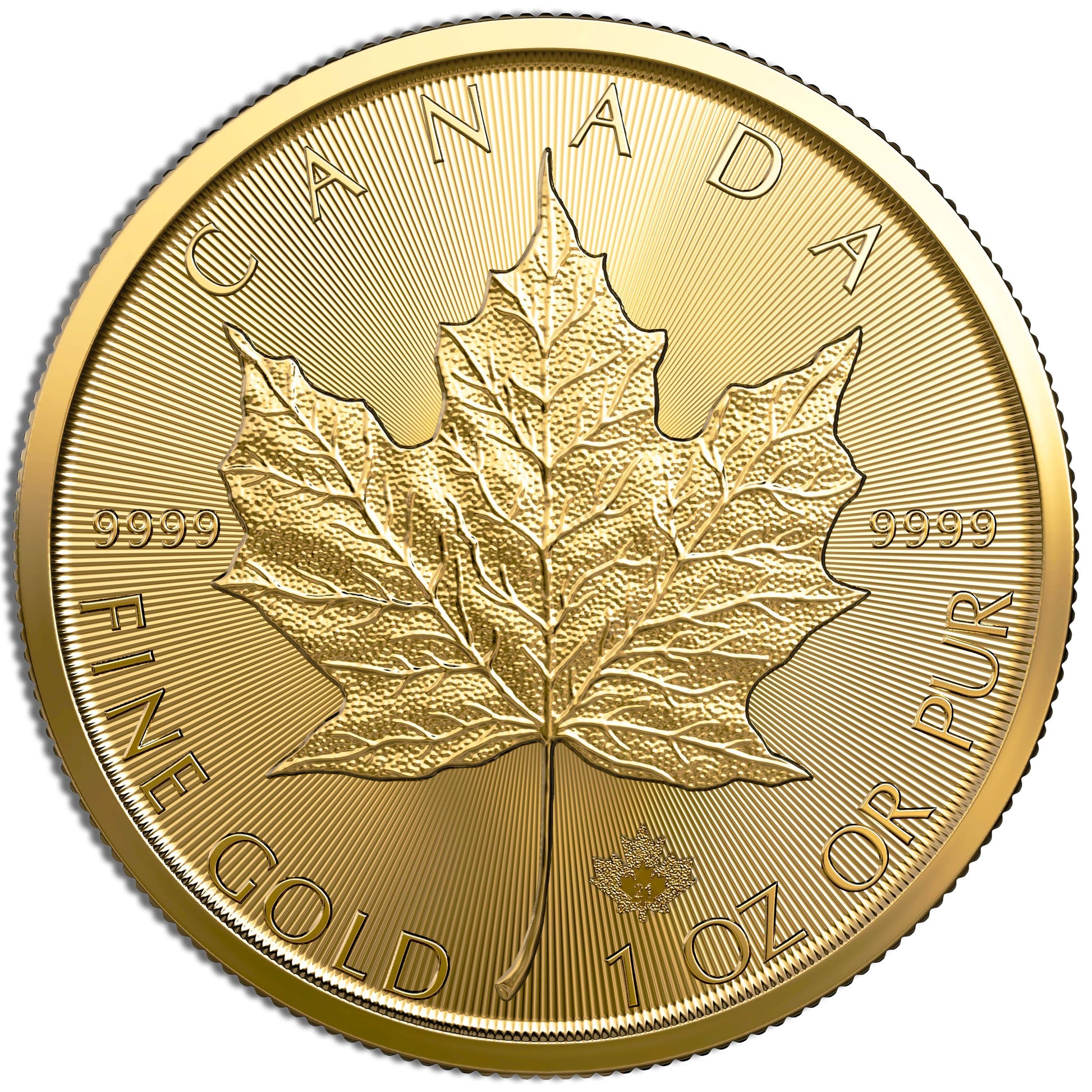one ounce of Canadian Gold Maple leaf coin uncirculated BU condition