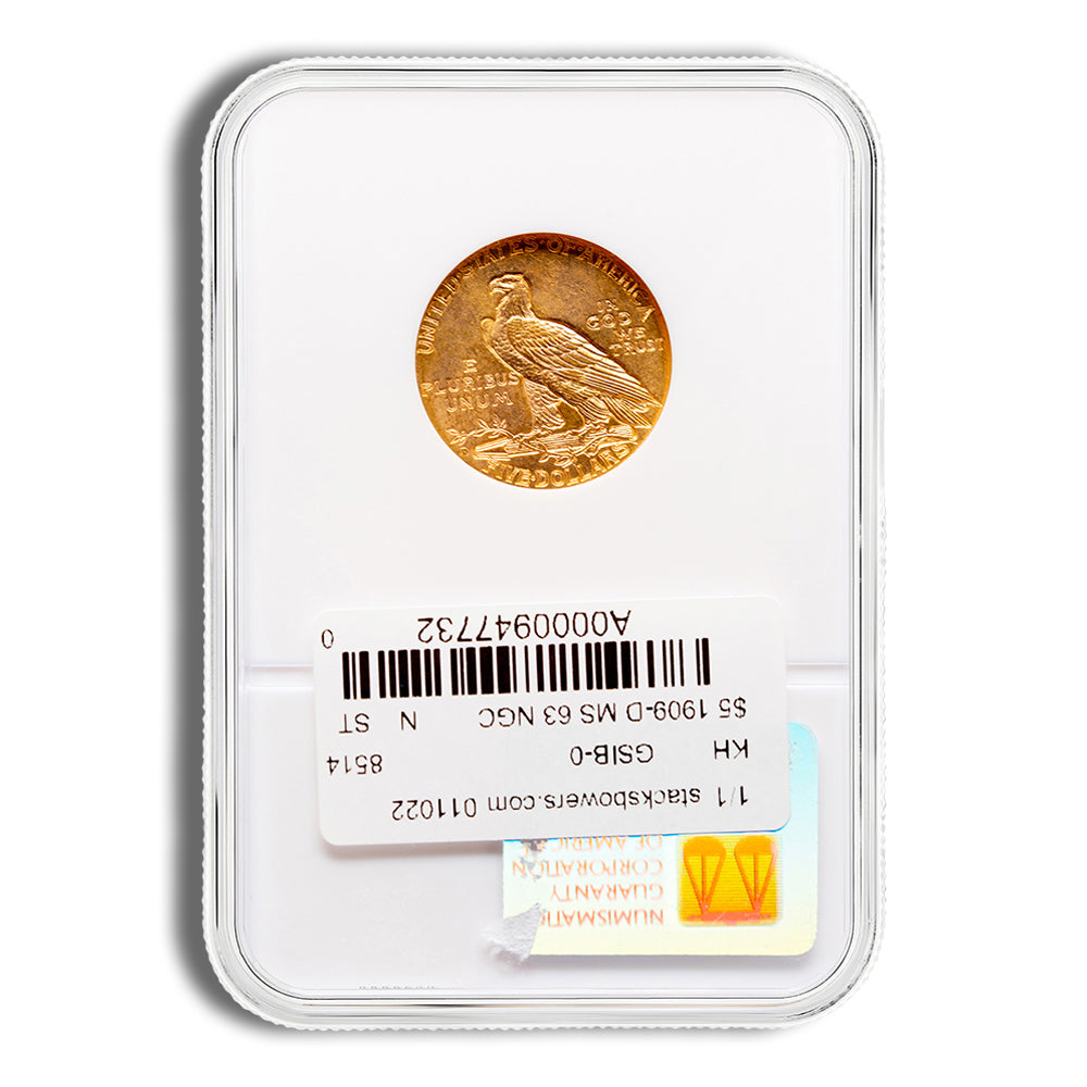 $5 Gold Indian Half Eagle - NGC MS63