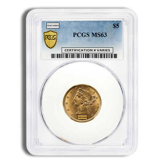 $5 Gold Liberty Half Eagle - PCGS MS63
