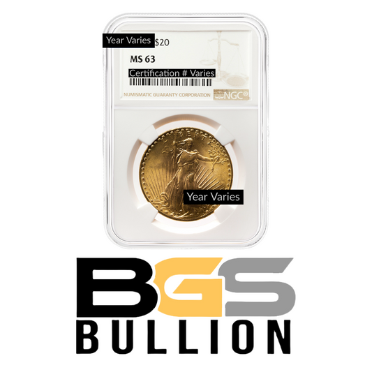 $20 Gold Saint-Gaudens Double Eagle - NGC MS63 - Random Date